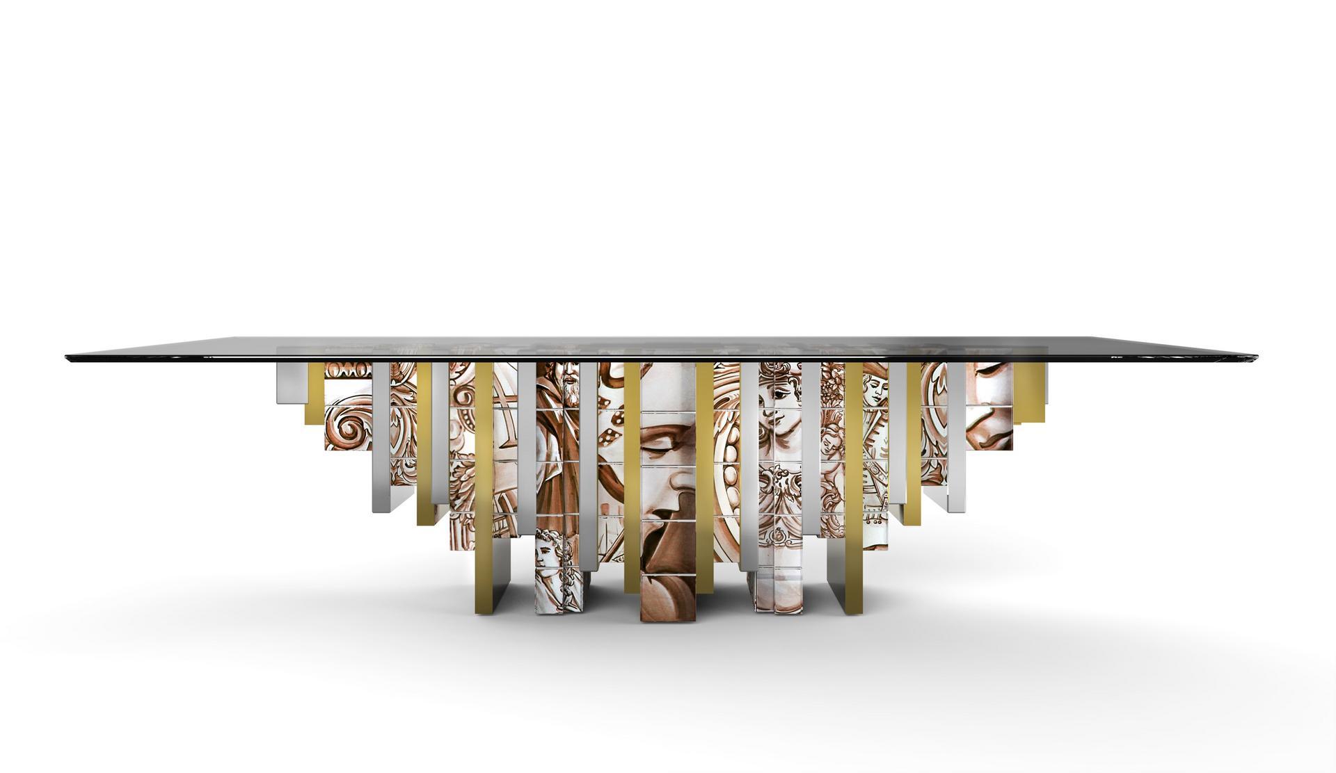 Rectangular tempered glass dining table | Heritage by Boca Do Lobo