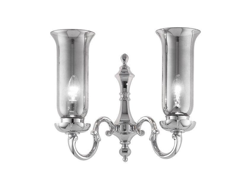 Polished nickel wall light with platinum glass | Oscar 180/a2 by Possoni Illuminazione