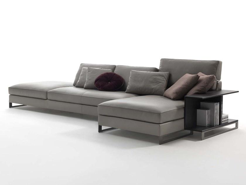 Sled base sectional leather sofa | Davis Book by Frigerio