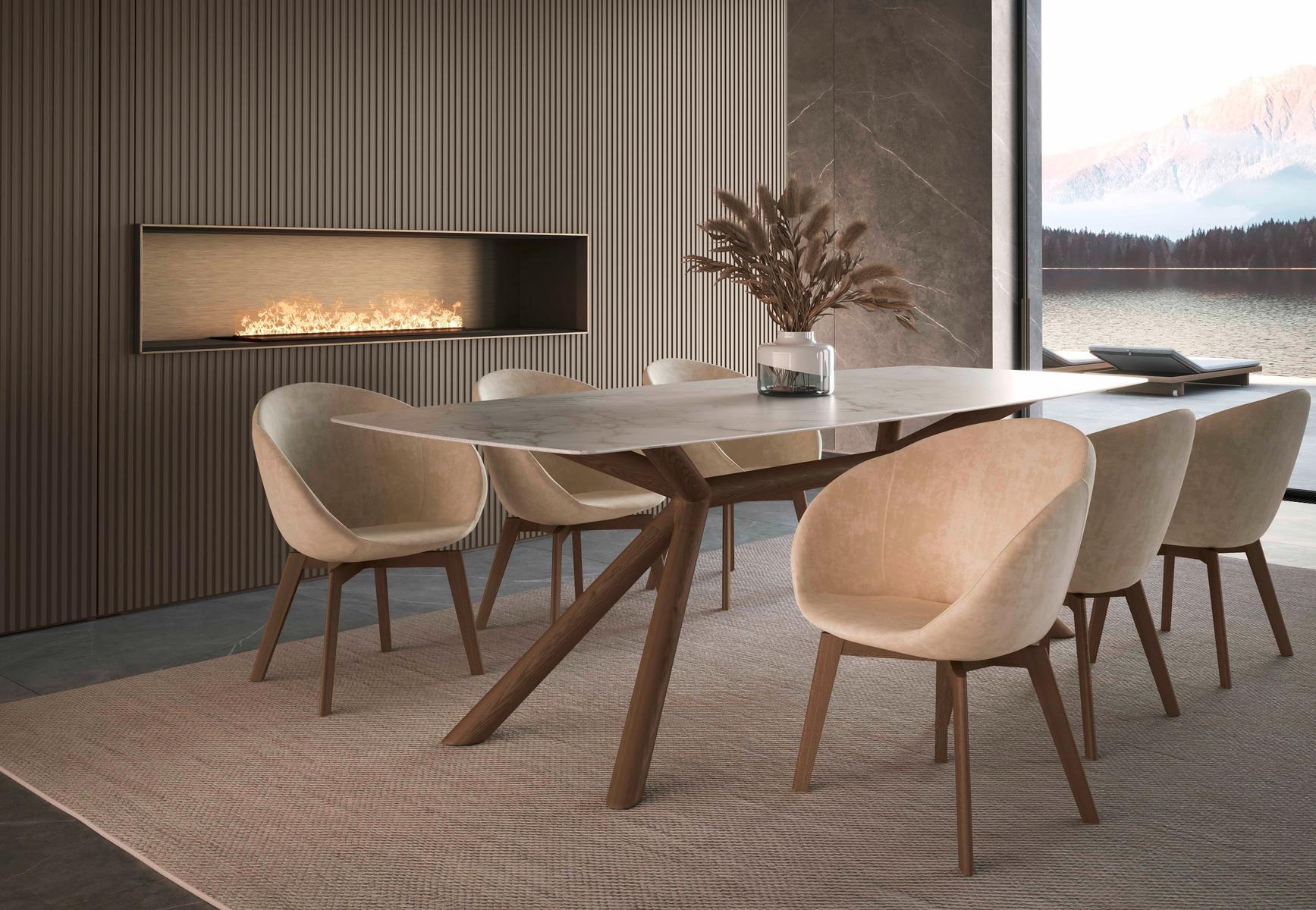 Upholstered fabric chair with armrests | Softly by Olivieri