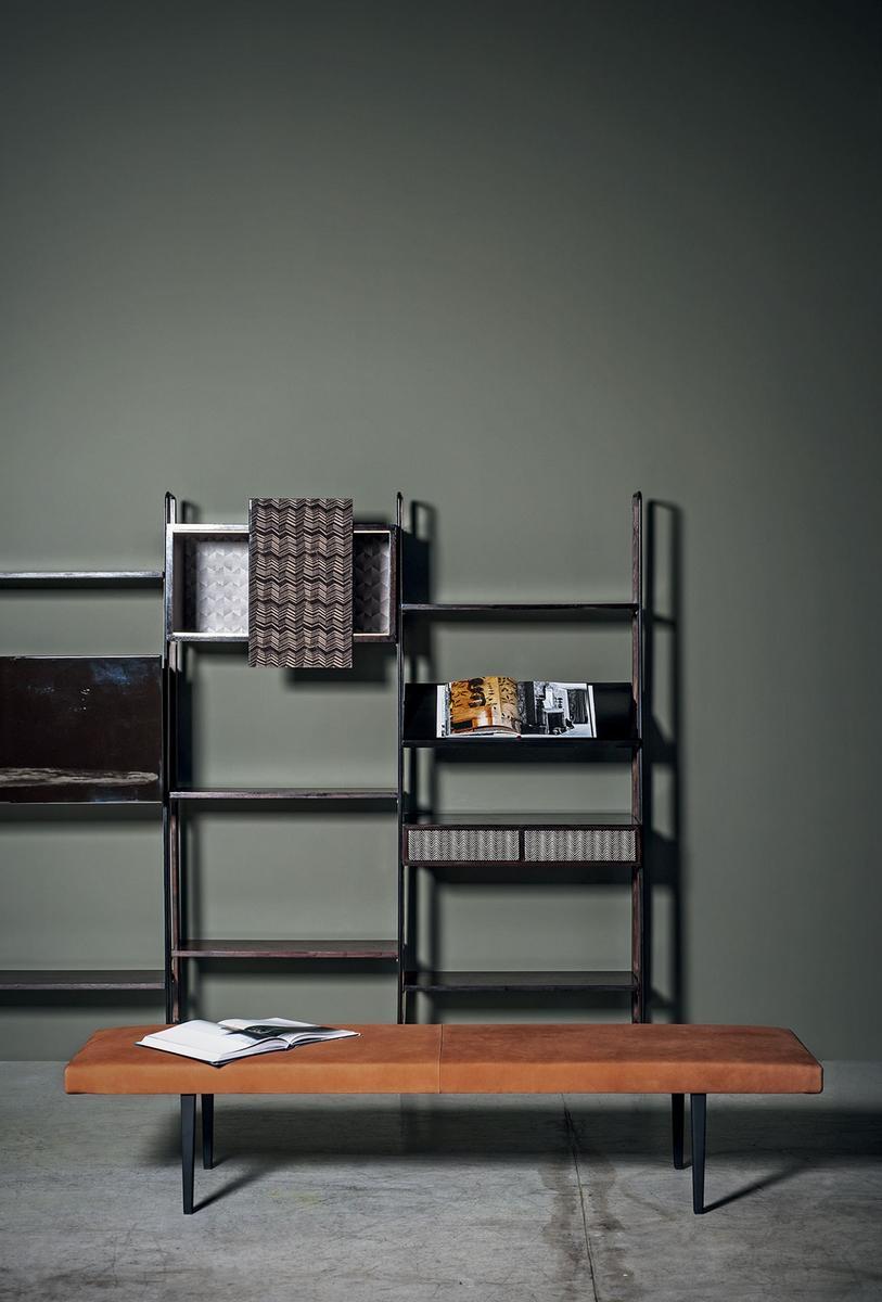 Upholstered leather bench | Garçon by Baxter