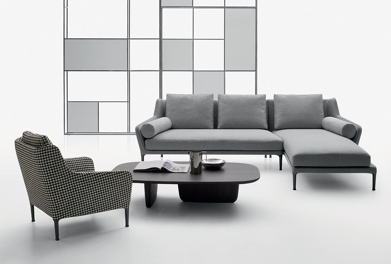 Fabric sofa with chaise longue | Édouard by B&B Italia