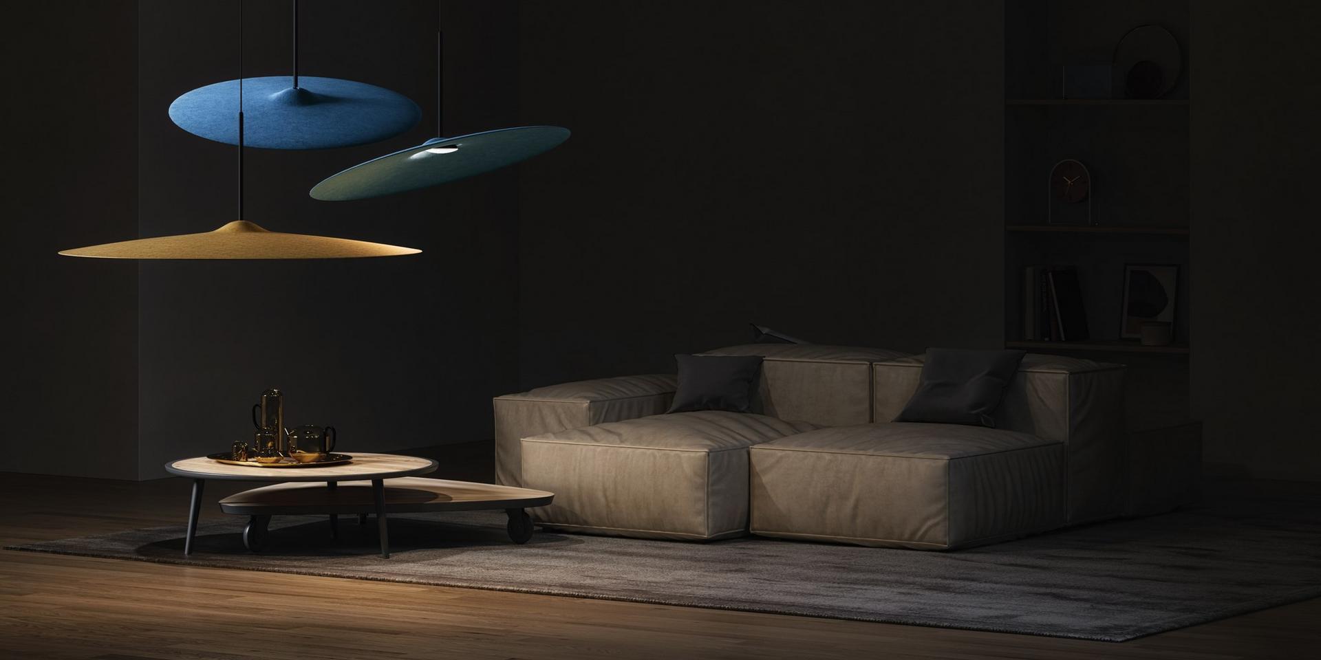 LED acoustic recycled PET pendant lamp | Acustica by Fabbian