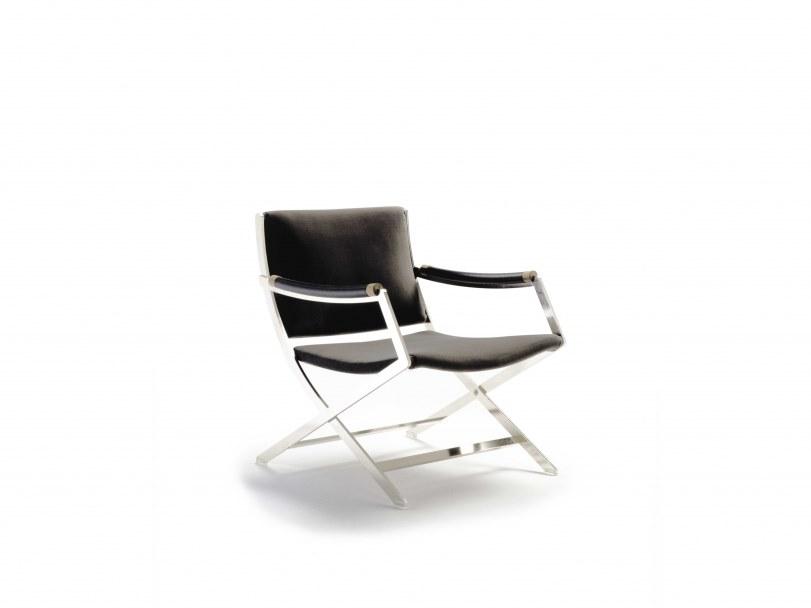 Folding leather easy chair with armrests | Paul by Flexform