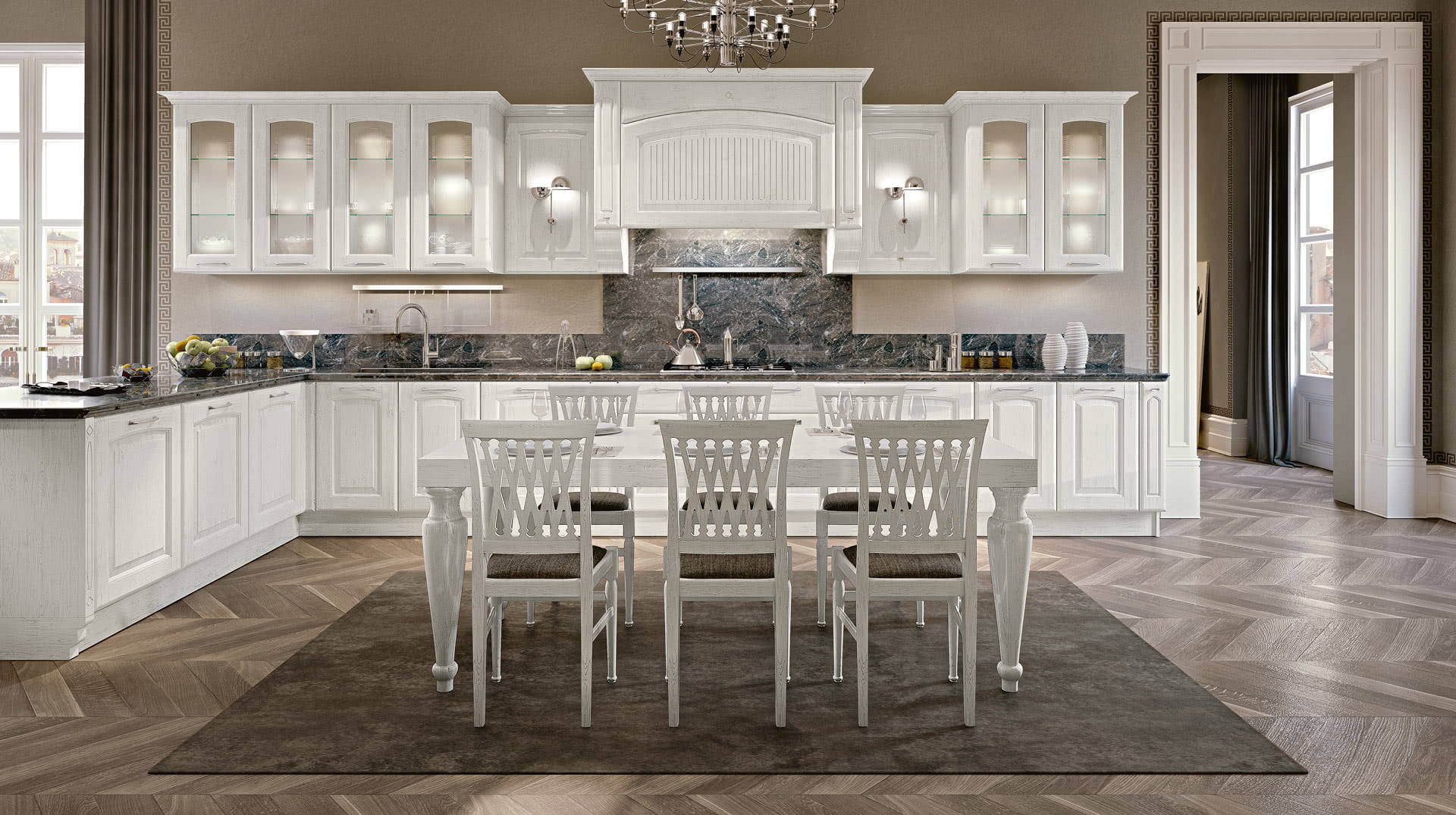 Veneer kitchen with handles Lube Cucine Veronica