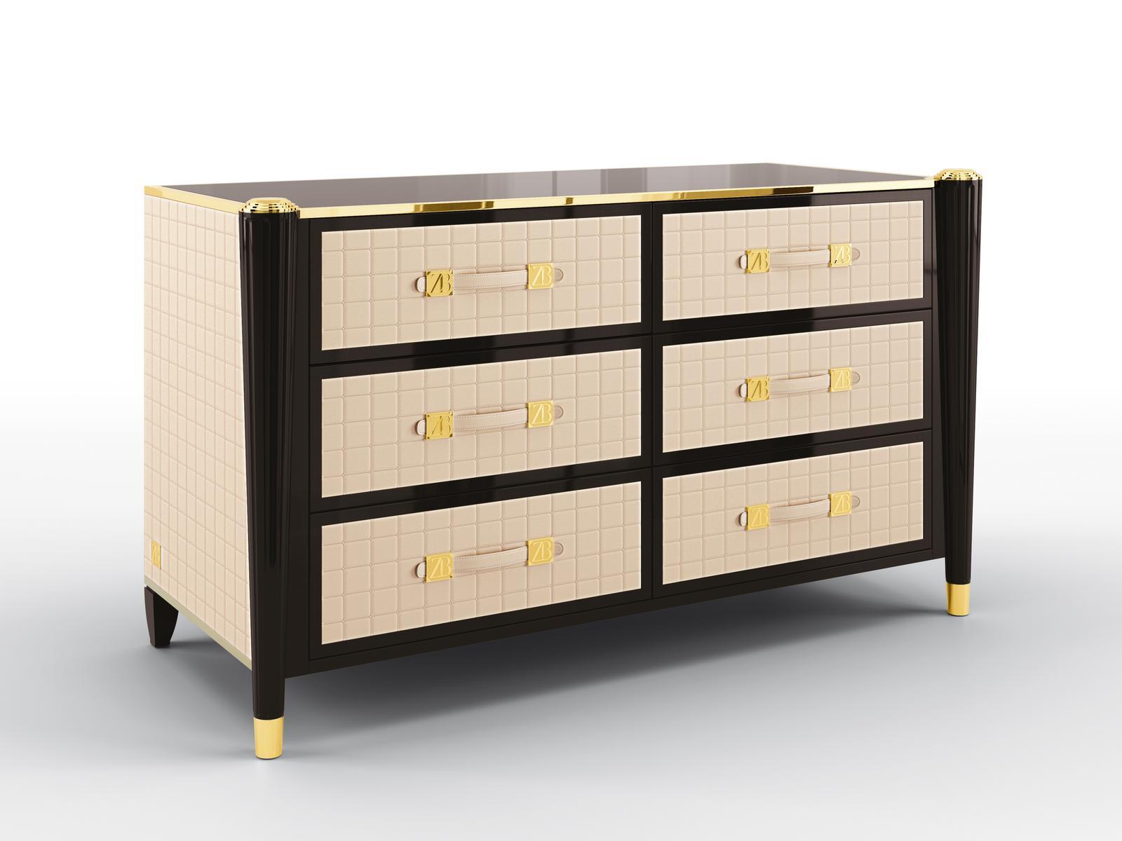 Solid wood chest of drawers with integrated handles | Remington by Bruno Zampa