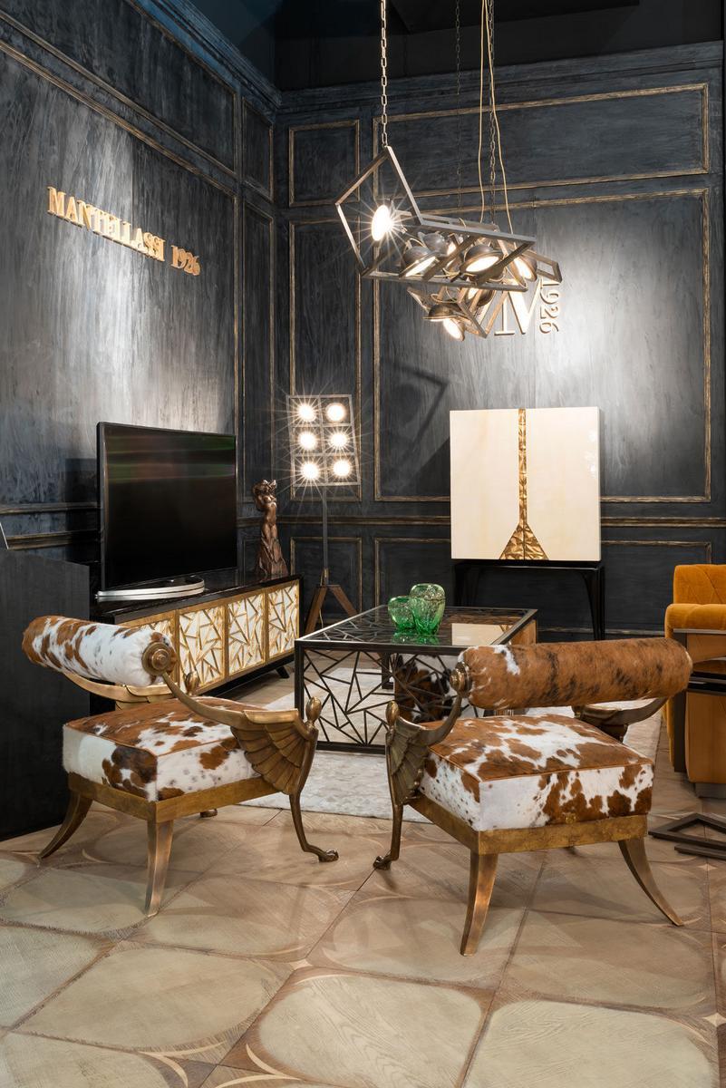 Rectangular steel and crystal coffee table | Zazà by Mantellassi 1926