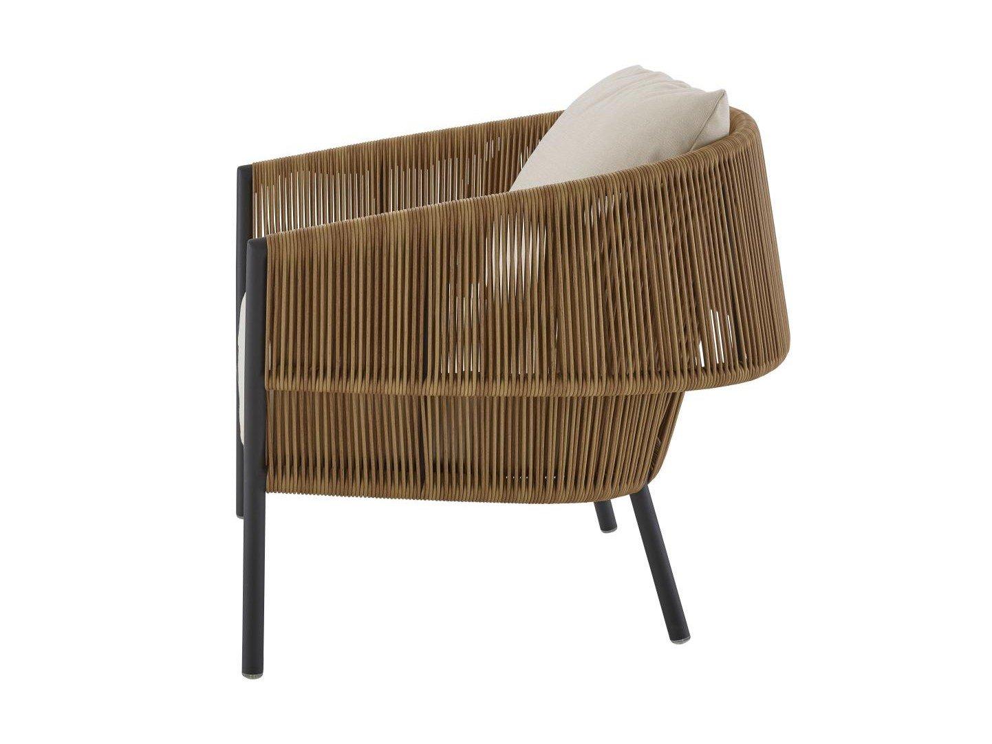 Garden rattan easy chair with integrated cushion | Label by Ligne Roset
