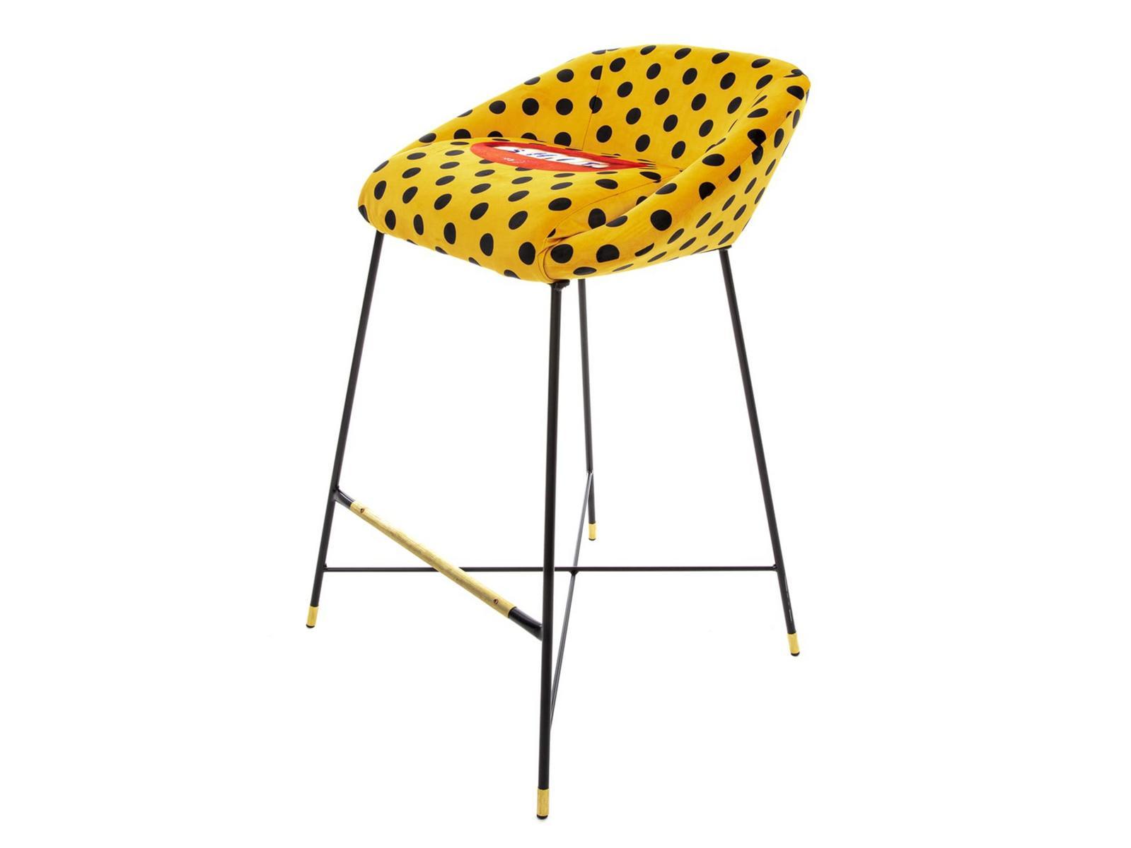 High fabric stool with back | Shit by Seletti