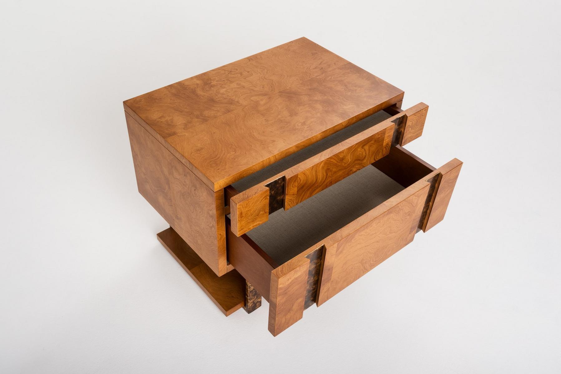 Rectangular wooden bedside table with drawers | Diadema by Mantellassi 1926