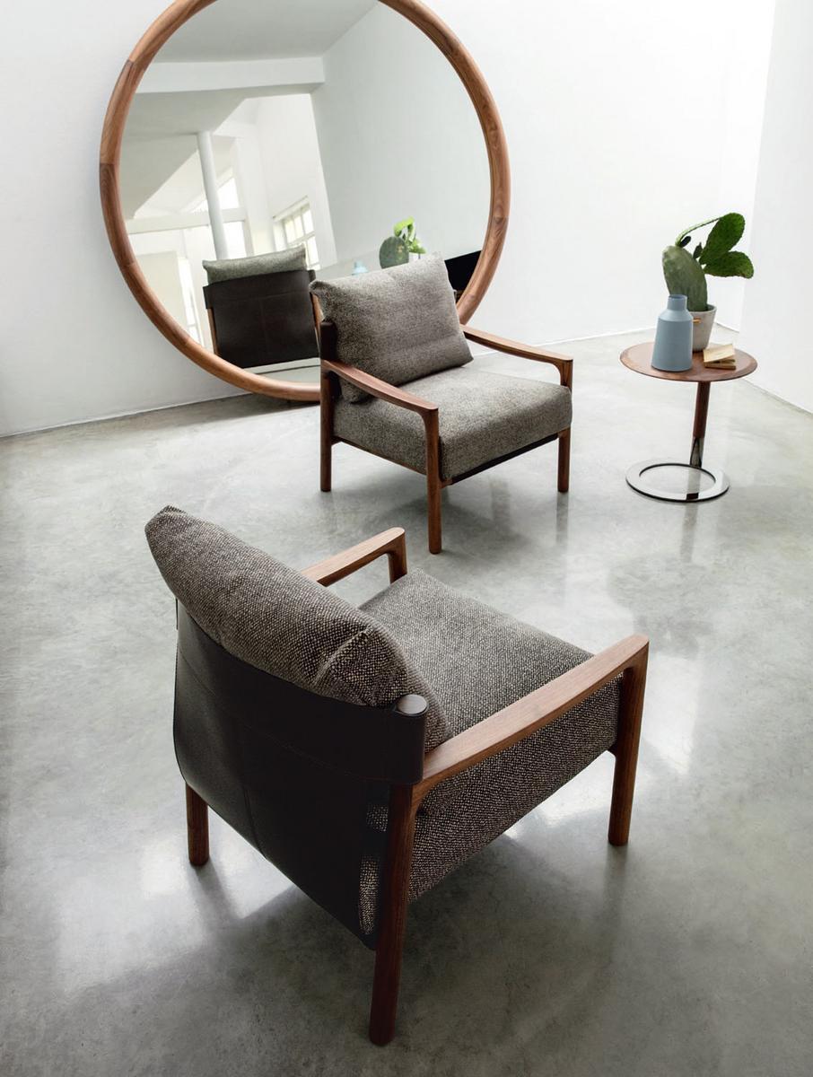 Upholstered fabric armchair with armrests | Vera by Porada