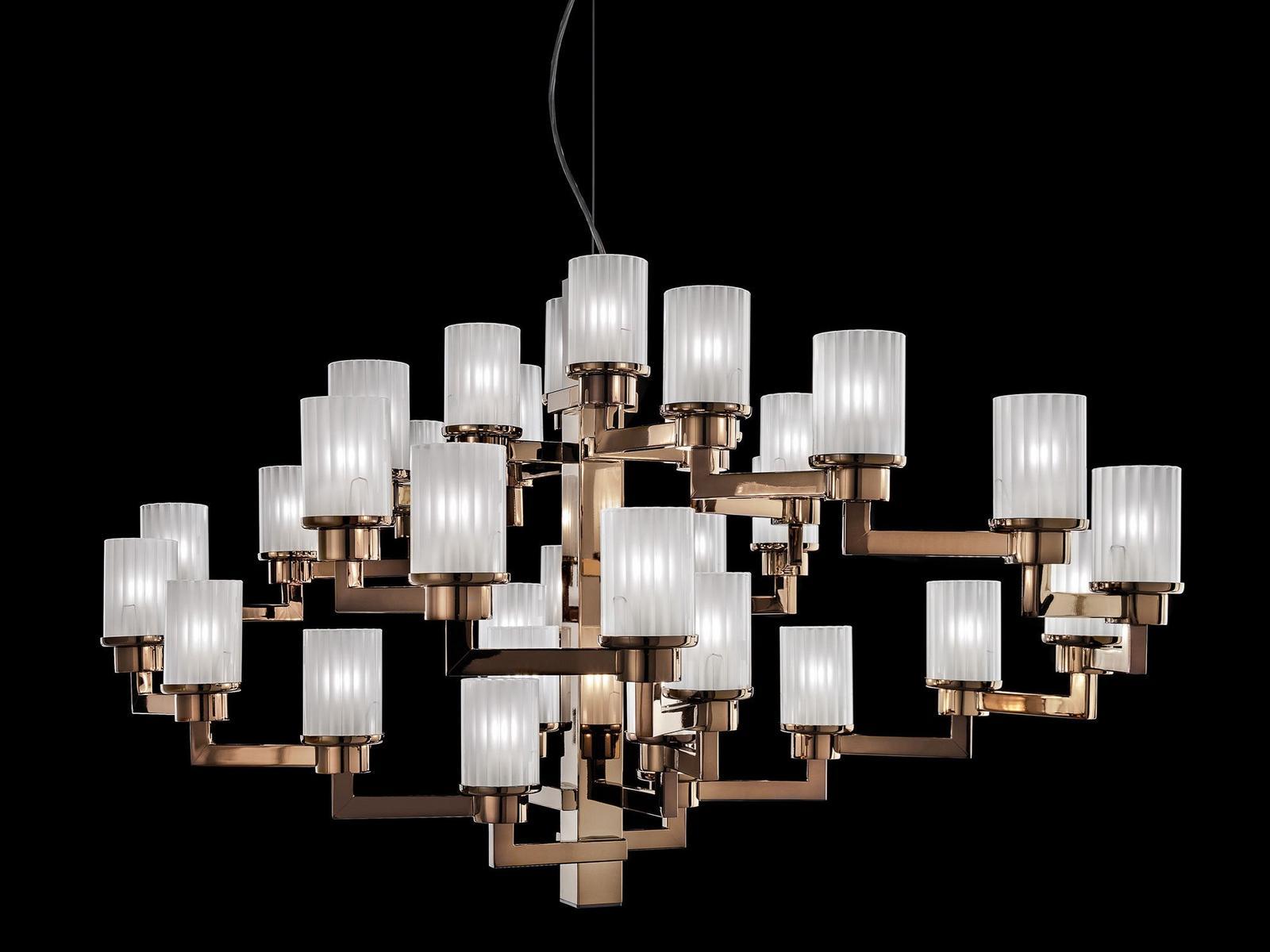 Metal and etched glass chandelier | Artù by Italamp