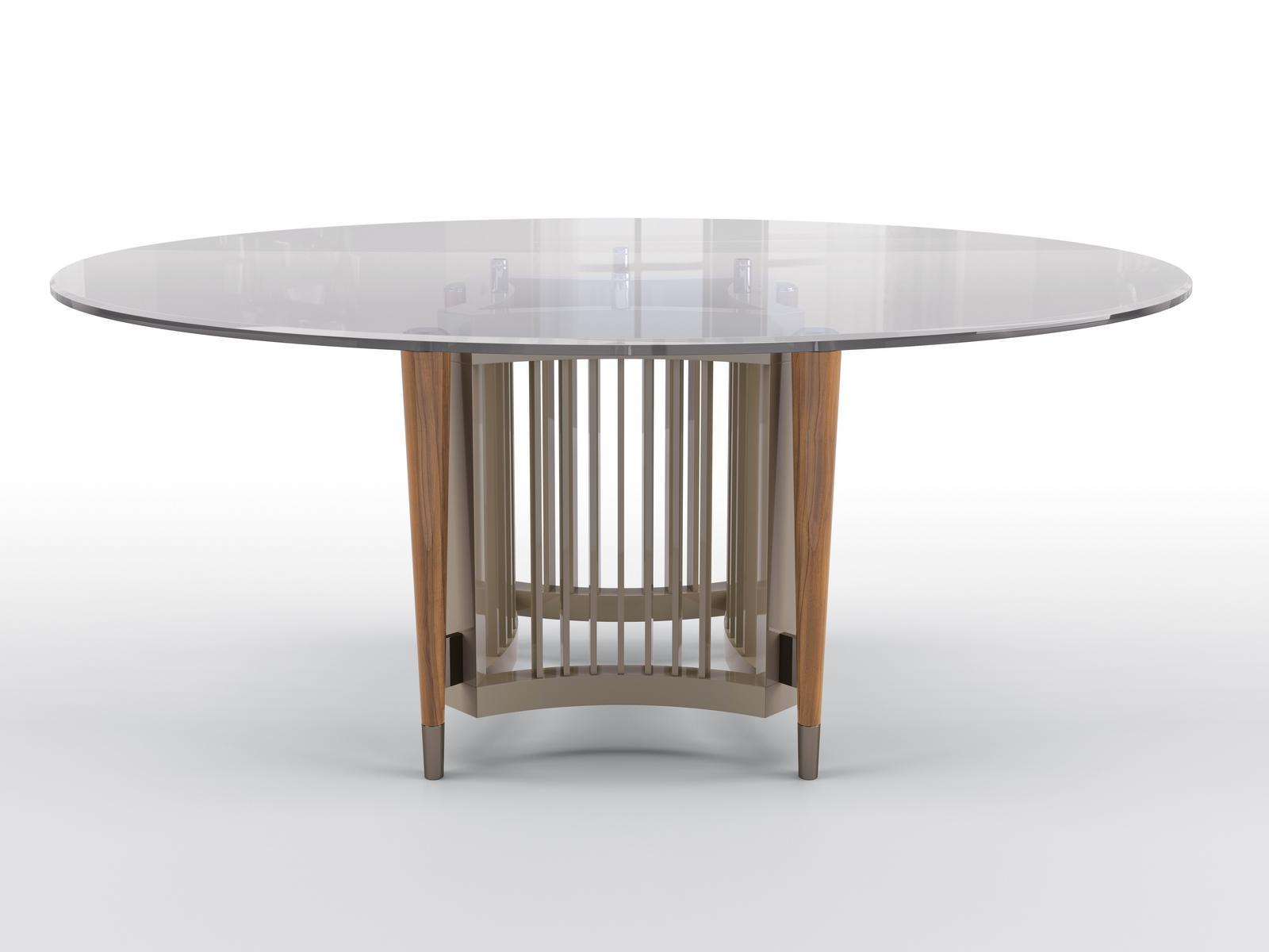 Round glass table with Lazy Susan | Orion by Bruno Zampa