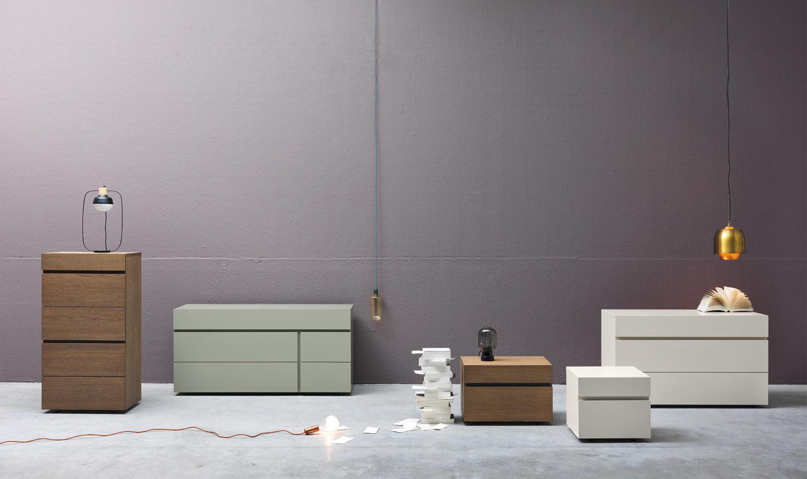 Rectangular veneer chest of drawers with integrated handles | Twice by ALF Dafre