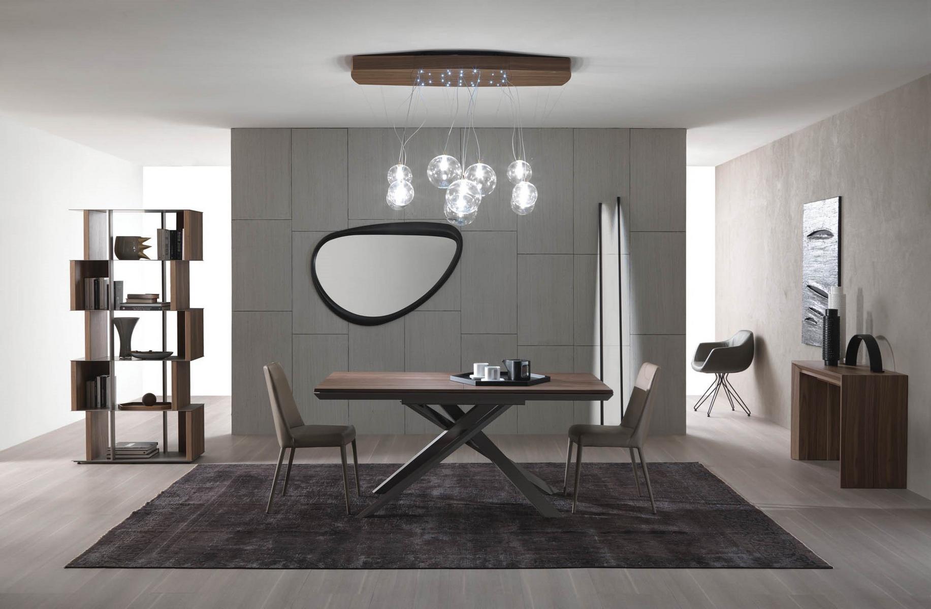 Extending rectangular steel and wood table | 4x4 by Ozzio Italia