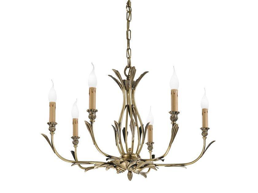 Antique brass chandelier | Solange 337/6 by Possoni Illuminazione