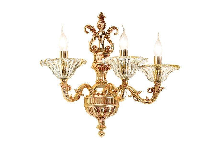 French gold wall light with glass | Charlotte 4795/a3 by Possoni Illuminazione