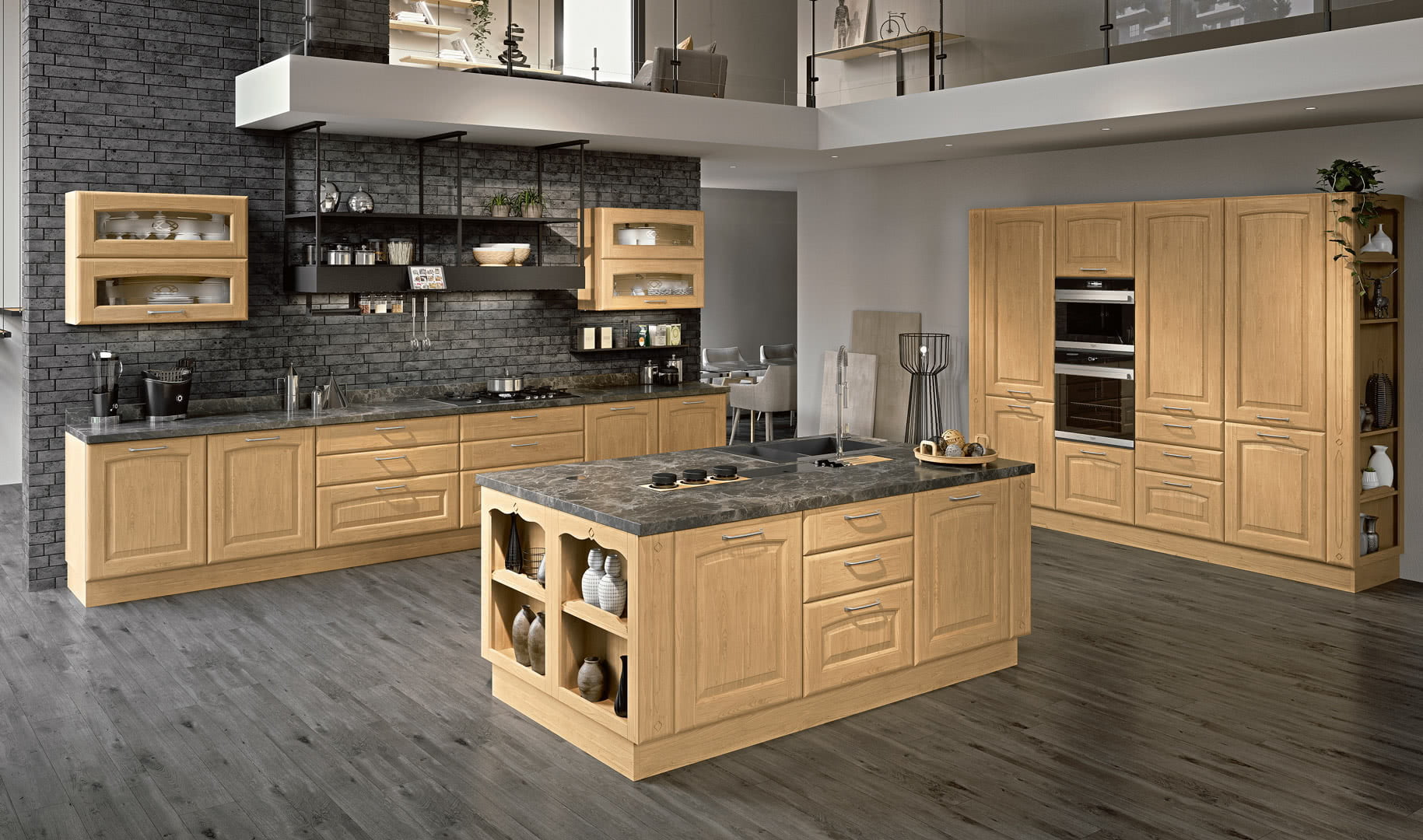 Veneer kitchen with handles Lube Cucine Veronica