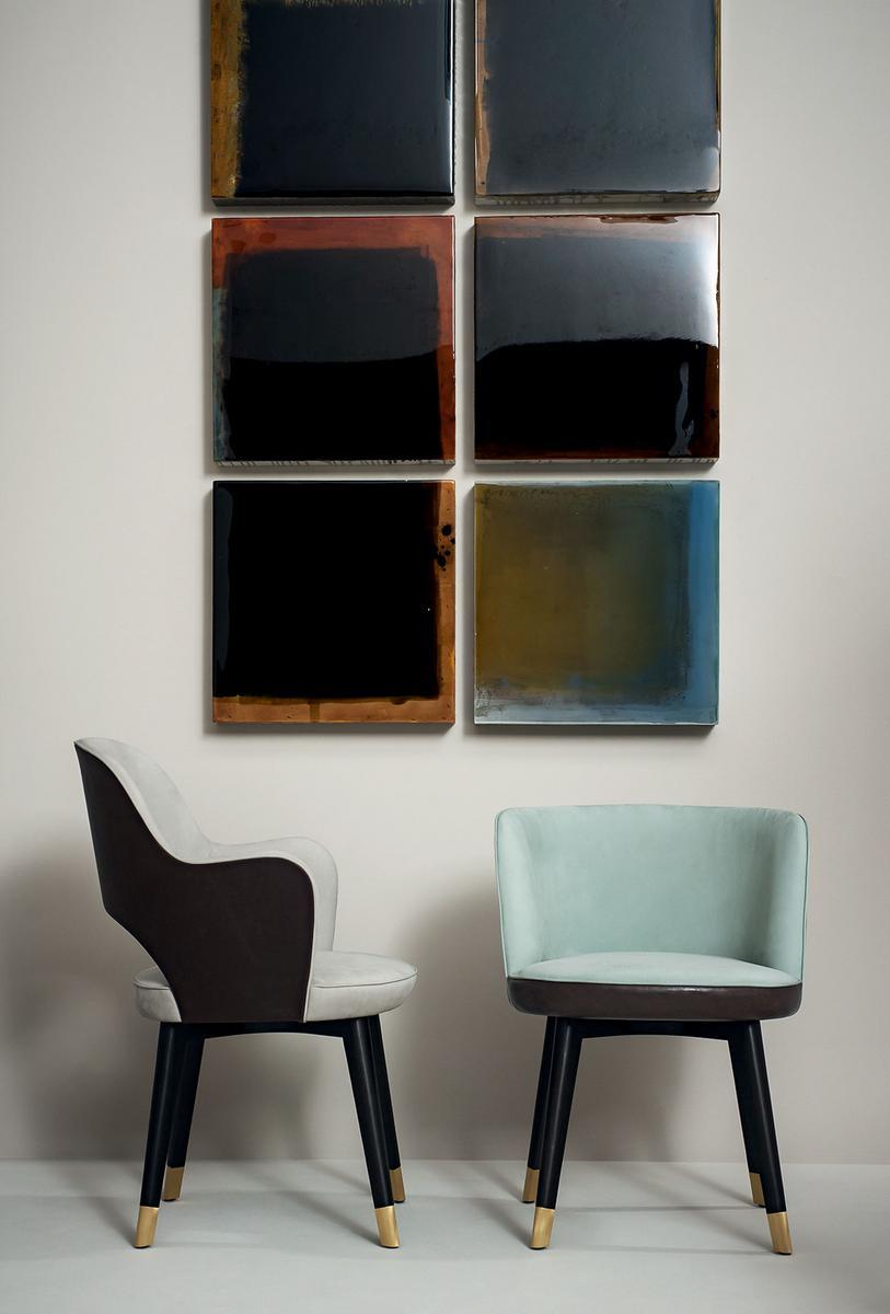Leather easy chair with armrests | Colette by Baxter