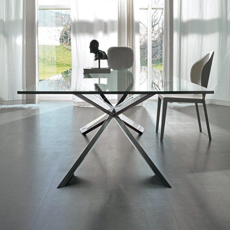 Rectangular tempered glass table | Spyder by Cattelan Italia