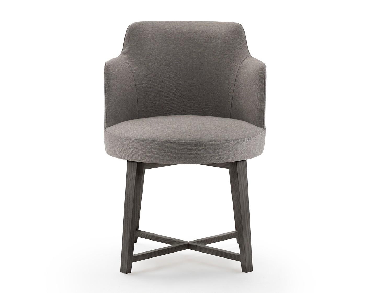 Upholstered fabric chair with removable cover with armrests | Hera by Flexform