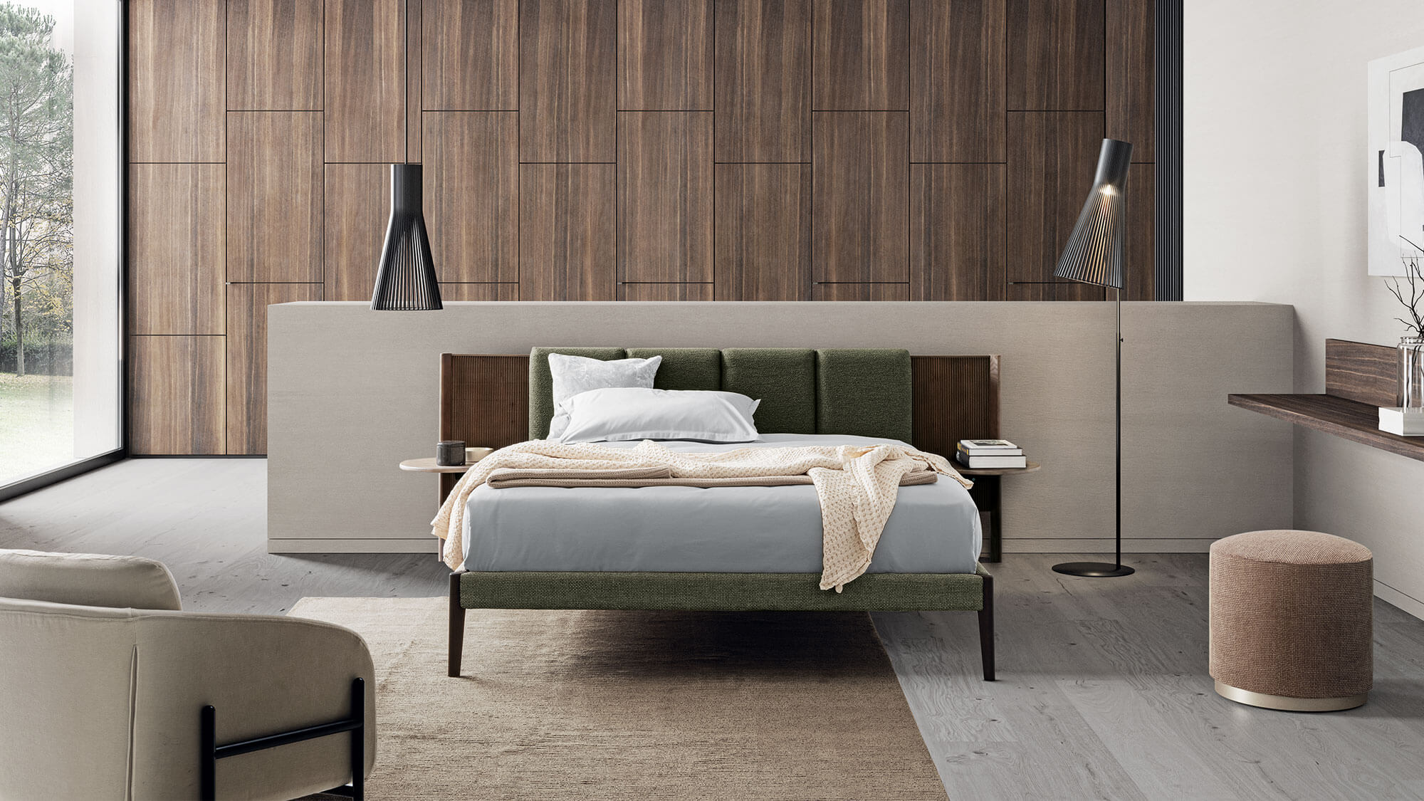 Fabric bed with upholstered headboard | Millerighe by Dall'Agnese