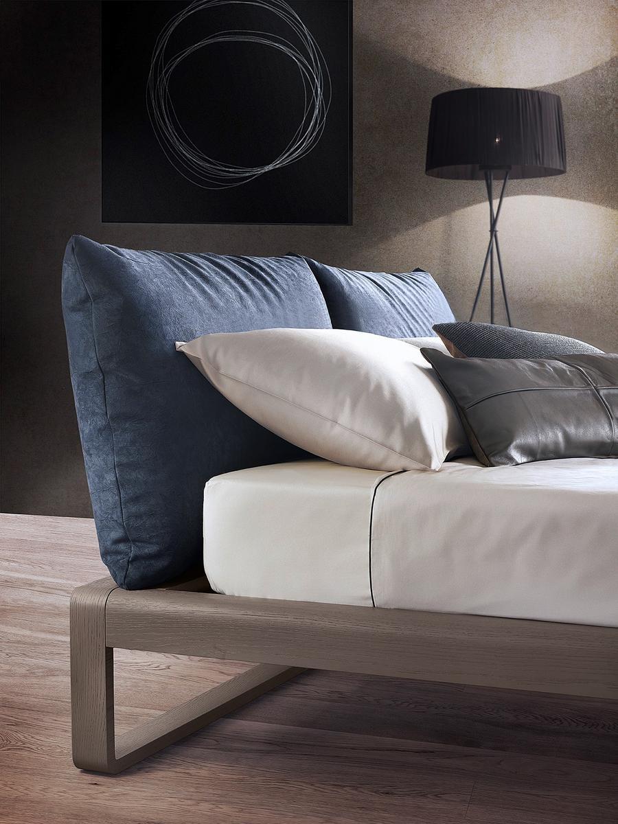 Wooden double bed with upholstered headboard | Martin by Olivieri