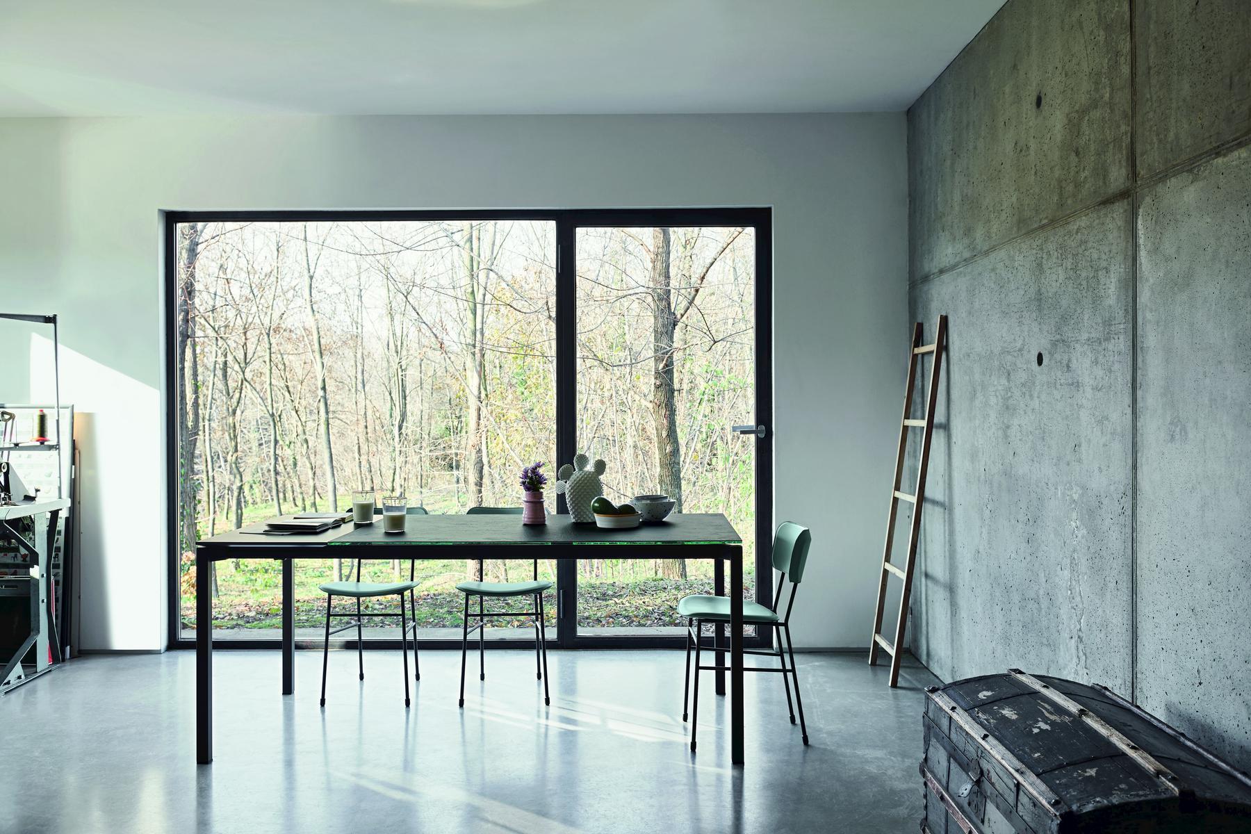 Extending rectangular glass ceramic table | More by Midj