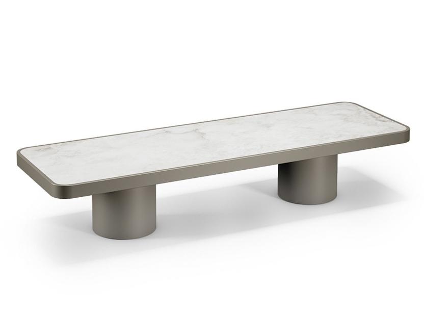 Low wood and glass coffee table | Tau 40 by Reflex