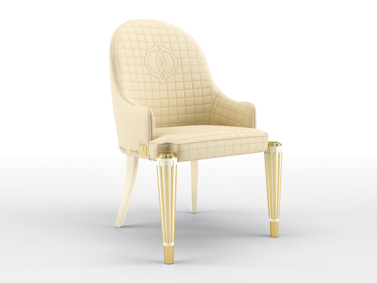 Upholstered leather chair with armrests | Ophelia by Bruno Zampa