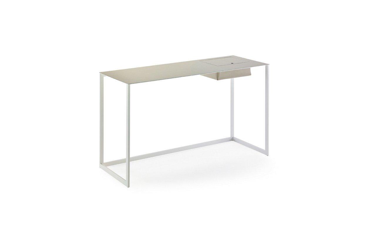 Steel secretary desk with tanned leather top | Calamo 2730 by Zanotta