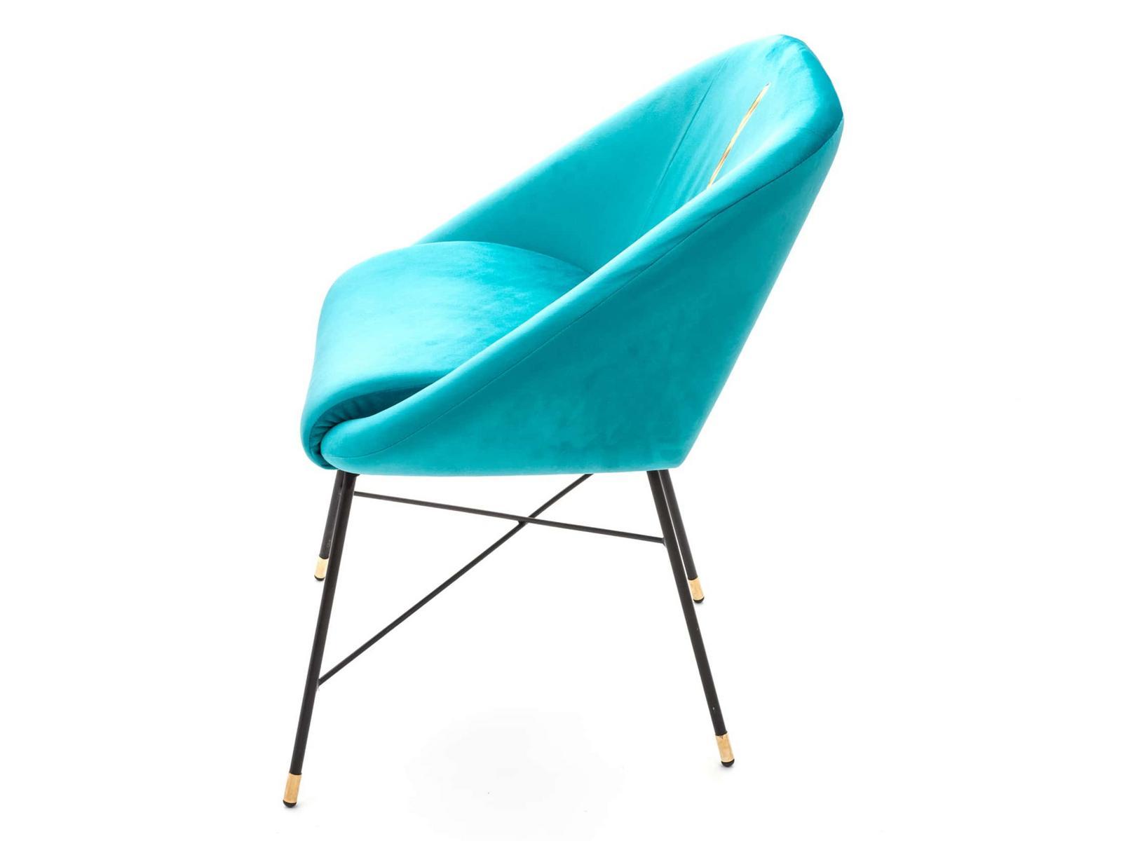Upholstered fabric chair with armrests | Drill by Seletti