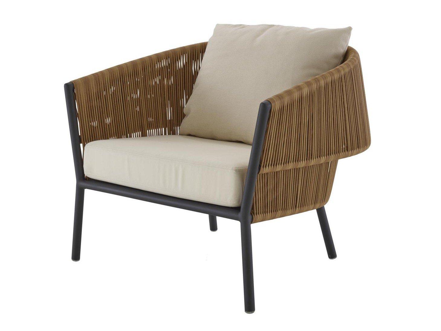 Garden rattan easy chair with integrated cushion | Label by Ligne Roset