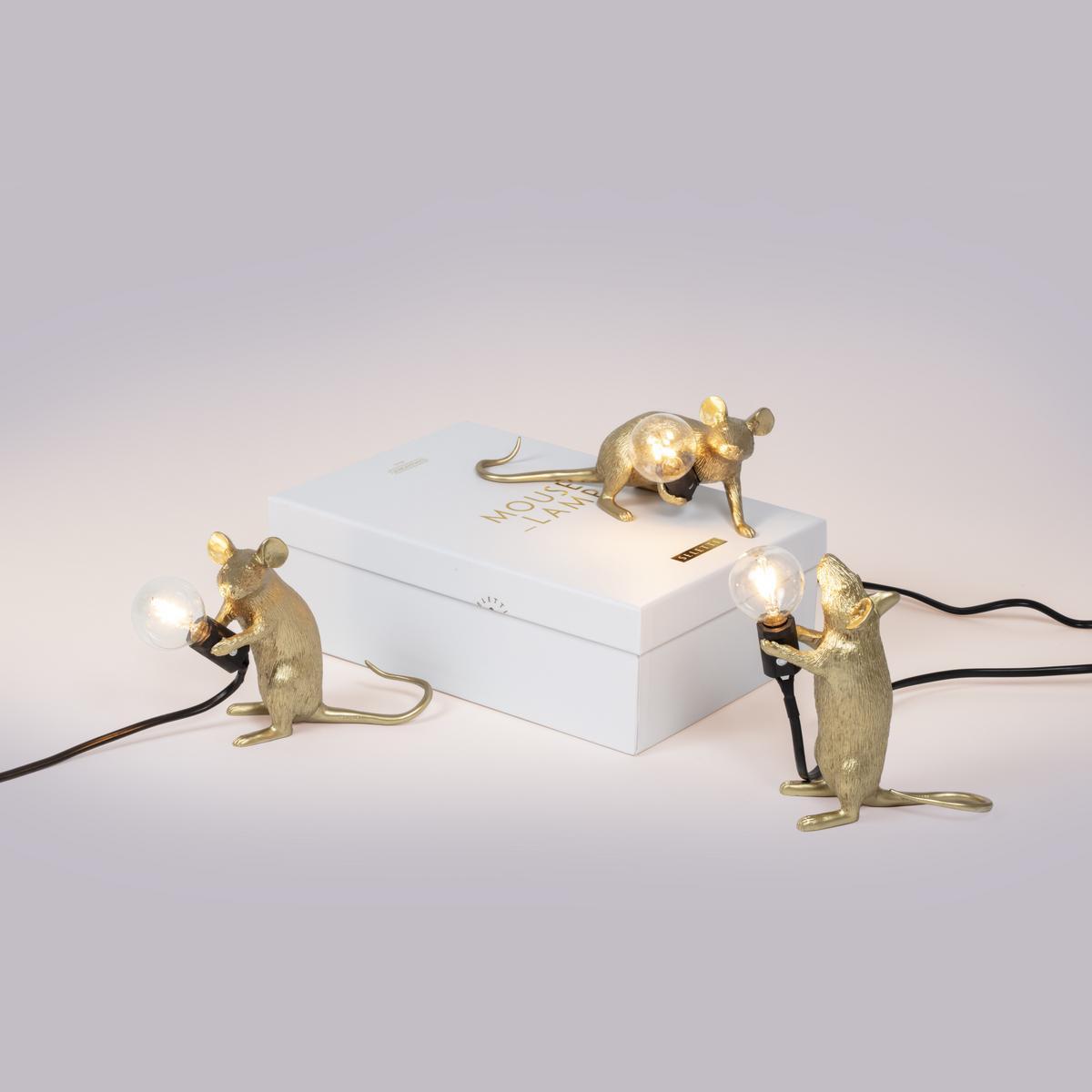 LED resin table lamp | Mouse Lamp Gold - Mac by Seletti