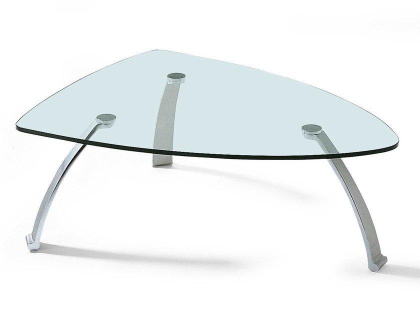 Low glass and steel coffee table | 5021 by Rolf Benz