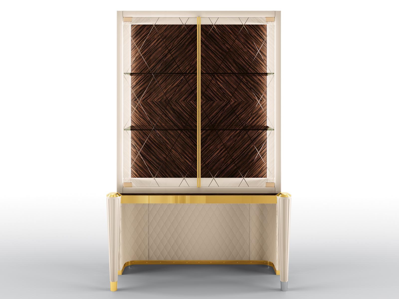 Multi-layer wood display cabinet with integrated lighting | Kimberly by Bruno Zampa