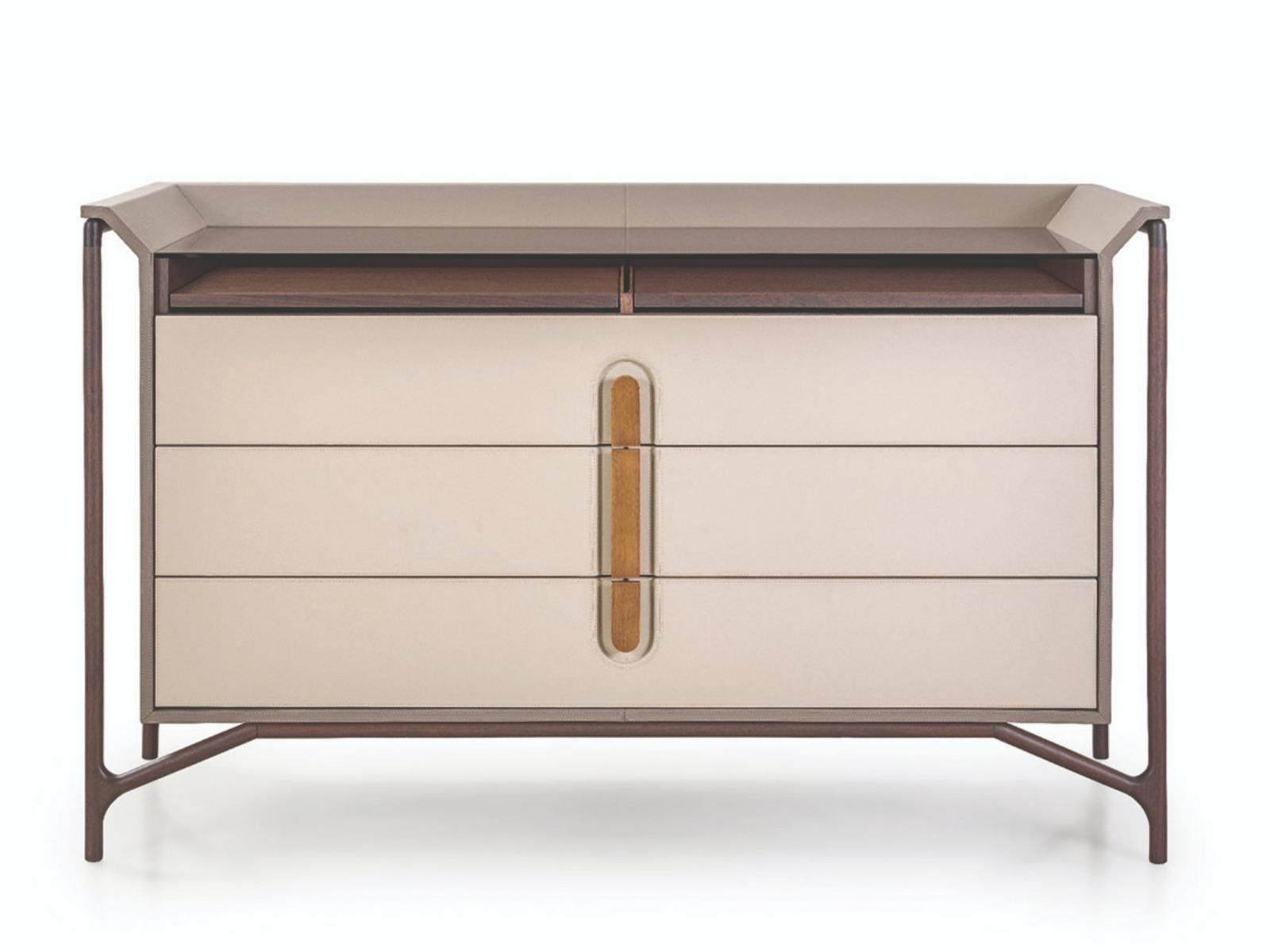 Leather chest of drawers with integrated handles | Vine by Turri