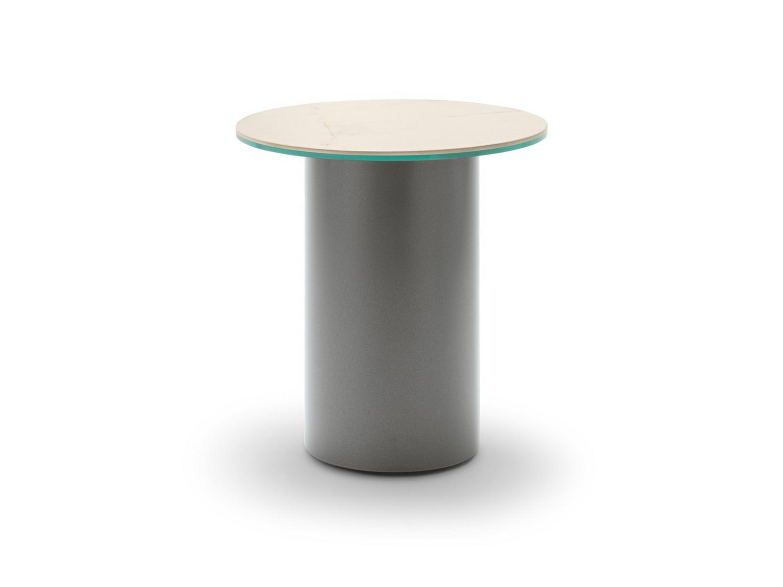 Round aluminium garden side table with ceramic top | 260 Yoko by Rolf Benz