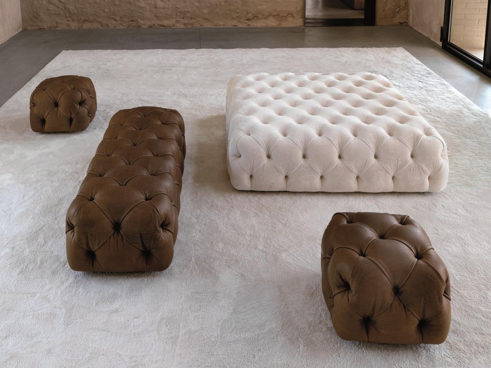 Square leather pouf | Rollking by Desiree