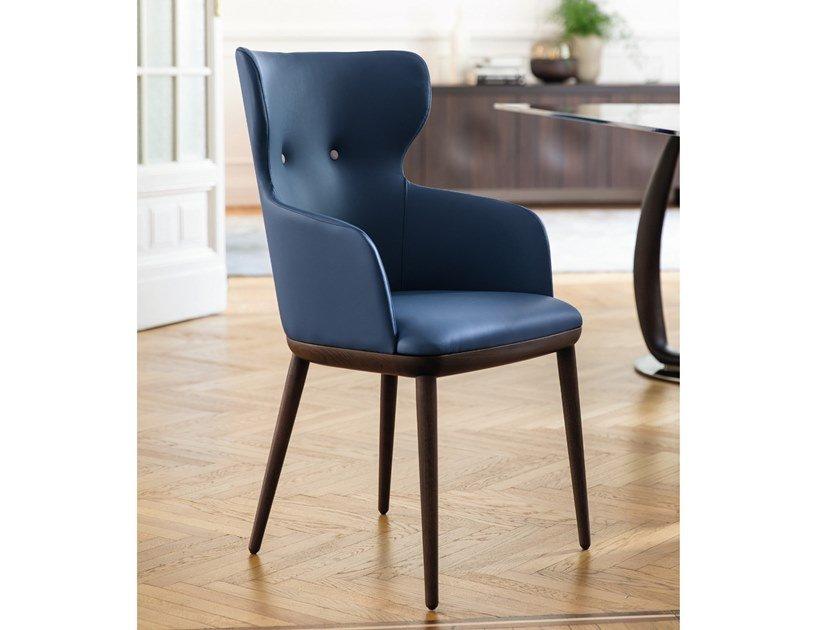 Leather chair with armrests | Andy by Porada