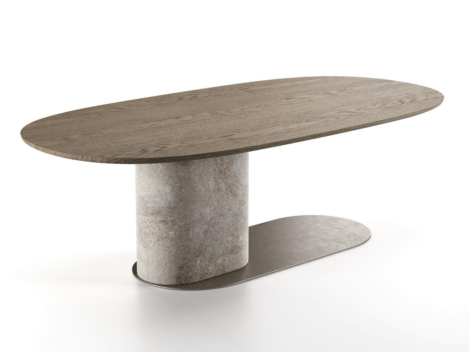 Oval wooden table | Ombra by Natuzzi Italia