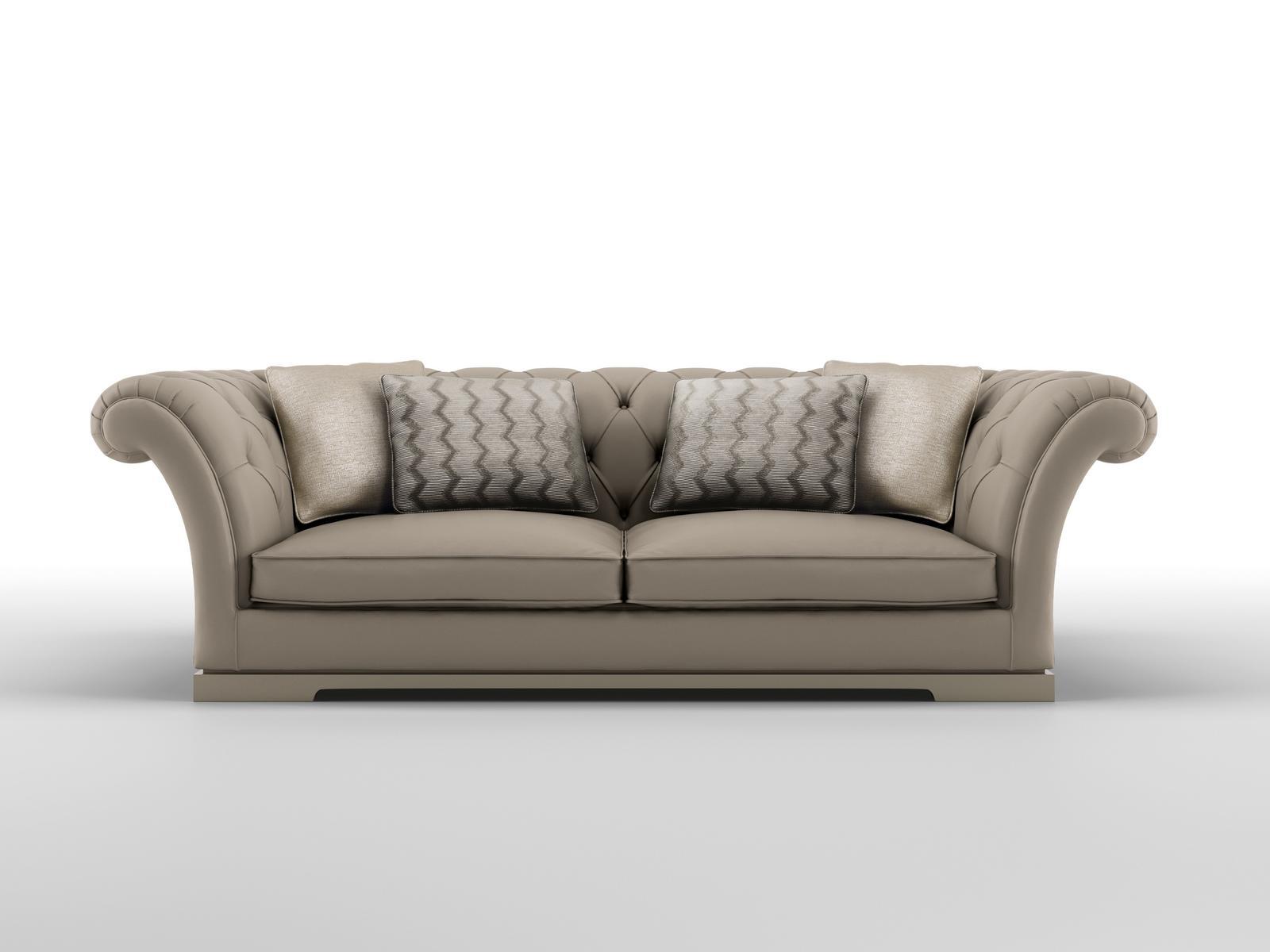 Tufted 4 seater leather sofa | Babylon by Bruno Zampa