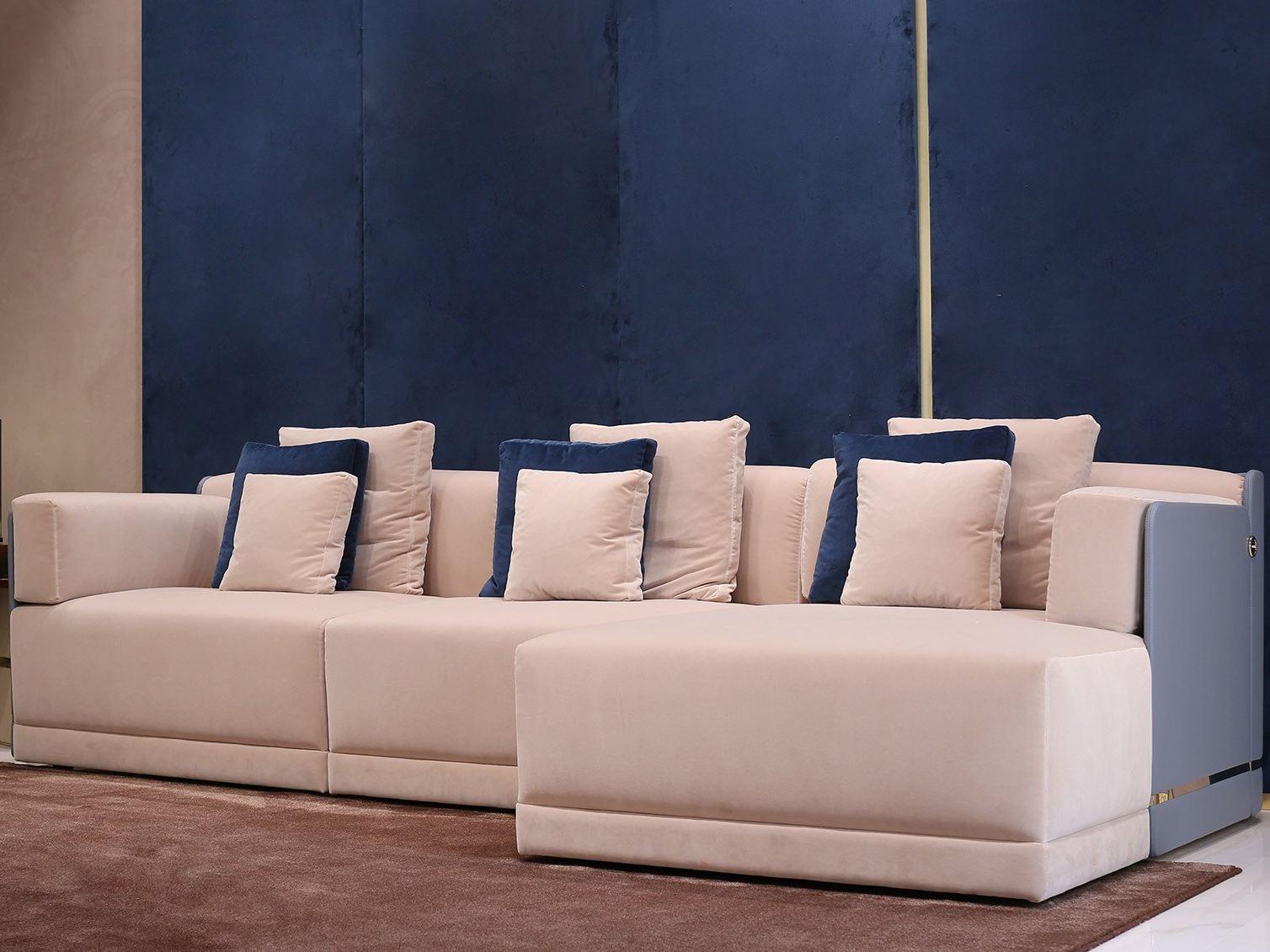 Leather sofa with chaise longue | Avalon by Turri