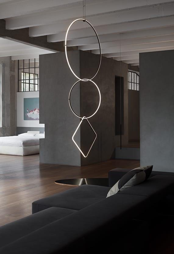 LED powder coated aluminium pendant lamp | Arrangements Square by Flos