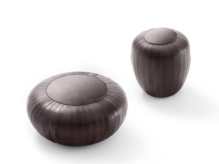 Upholstered leather pouf | Tod by Lema