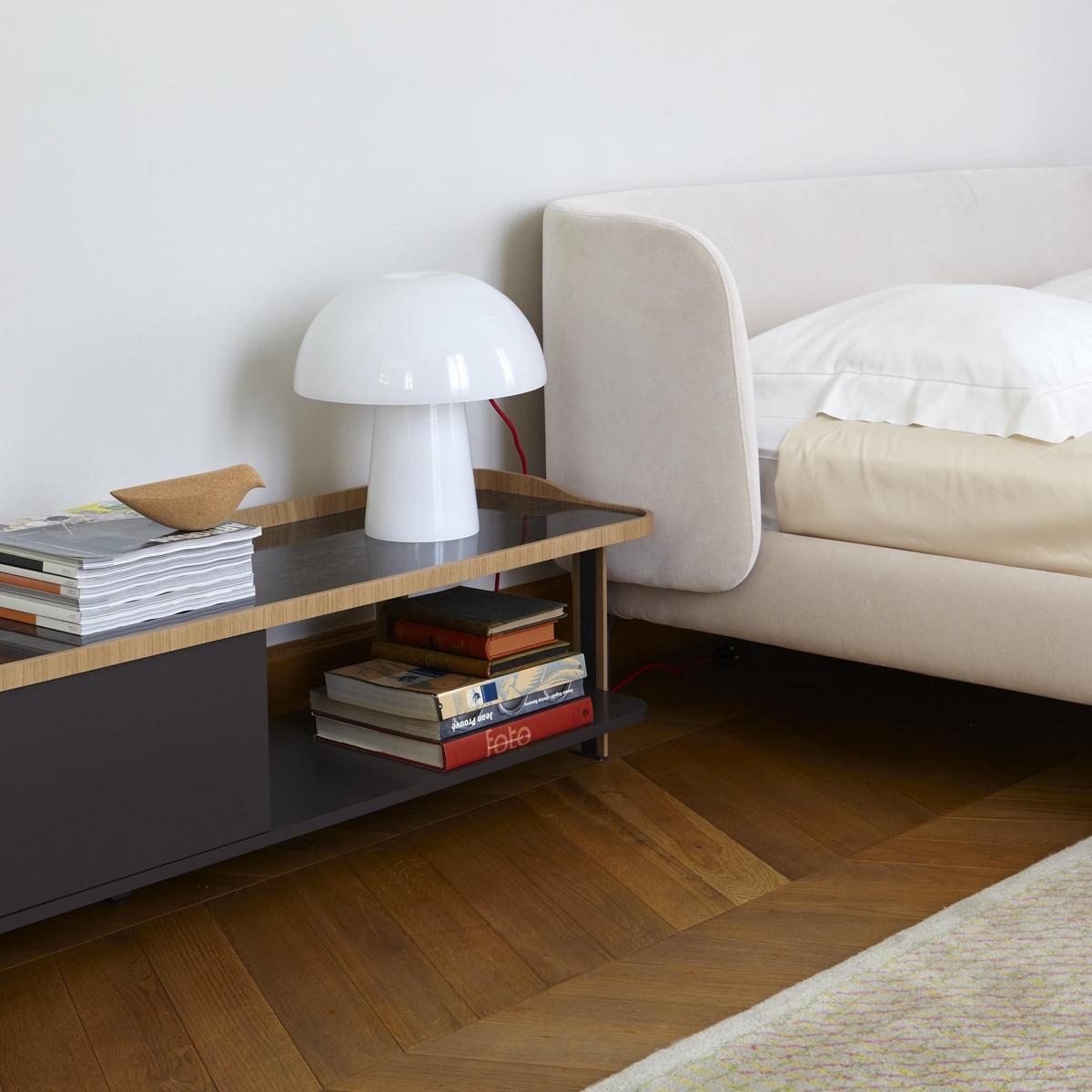 Fabric double bed with upholstered headboard | Desdemone by Ligne Roset