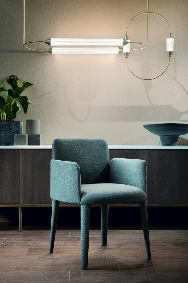 Upholstered fabric chair with armrests | Babi by Lema