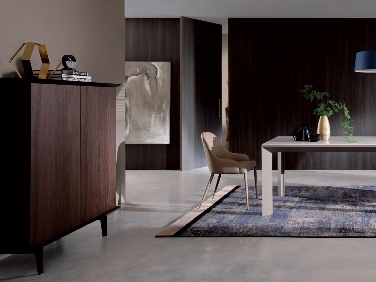 Wooden highboard with sliding doors | Brera by Ozzio Italia