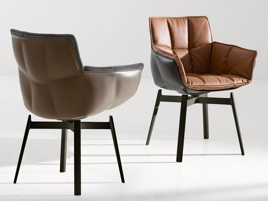 Leather chair with armrests | Husk by B&B Italia