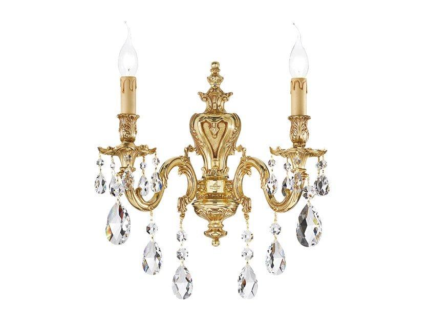 French Gold wall light with Schoeler crystals | Versailles 093/a2-sh/g by Possoni Illuminazione